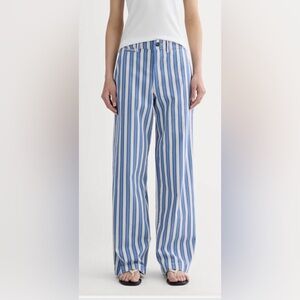 Everlane Blue and White Striped Wide Leg Chinos - NWT